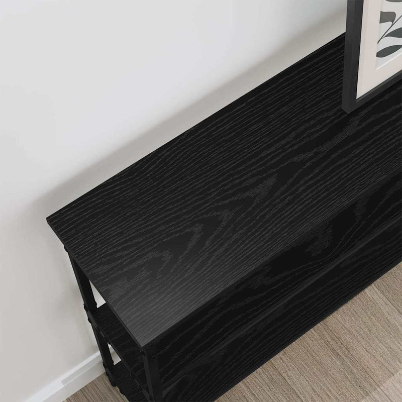 vidaXL Konzolasztal Musta tammi 100 x 22.5 x 75 cm Műgyanta fa és Fém