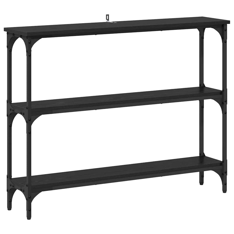 vidaXL Konzolasztal Musta tammi 100 x 22.5 x 75 cm Műgyanta fa és Fém