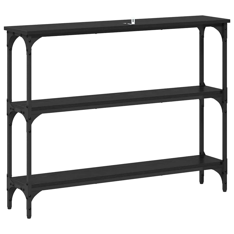 vidaXL Konzolasztal Musta tammi 100 x 22.5 x 75 cm Műgyanta fa és Fém