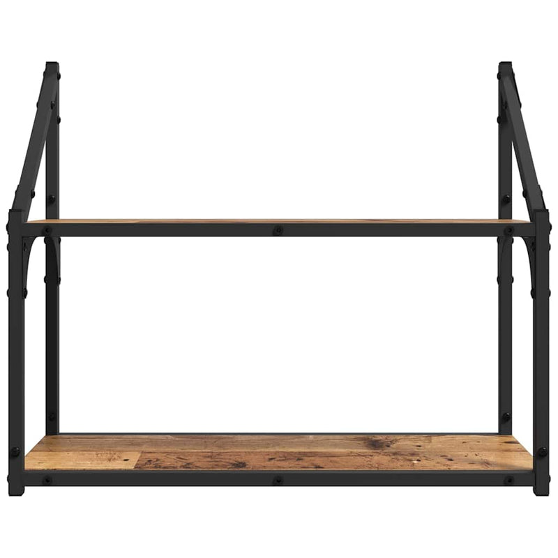 vidaXL Falpolc polcokkal tárolóval Régi fa 60 x 21 x 51 cm Faanyag