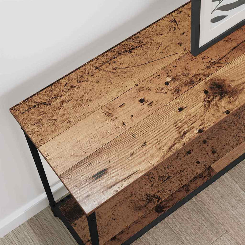 vidaXL Konzolasztal polcokkal Régi fa 101 x 30.5 x 75 cm Faanyag