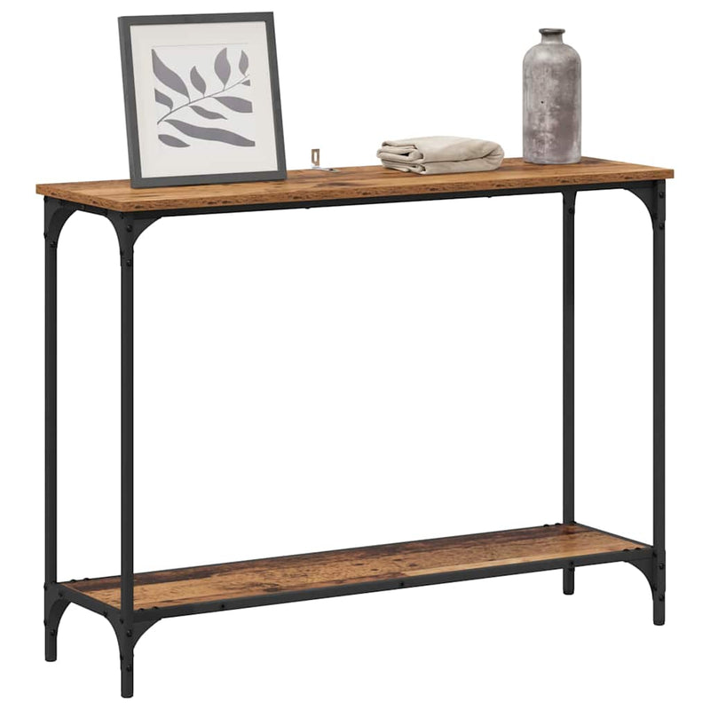 vidaXL Konzolasztal polcokkal Régi fa 101 x 30.5 x 75 cm Faanyag