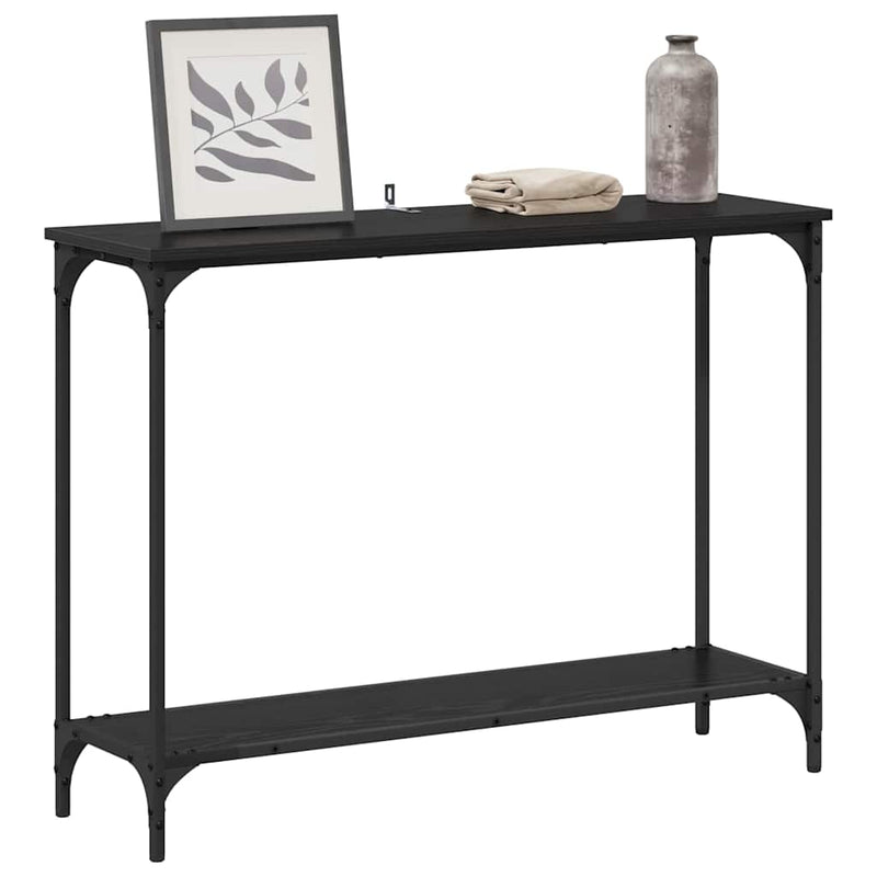 vidaXL Konzolasztal polcokkal Musta tammi 101 x 30.5 x 75 cm Faanyag