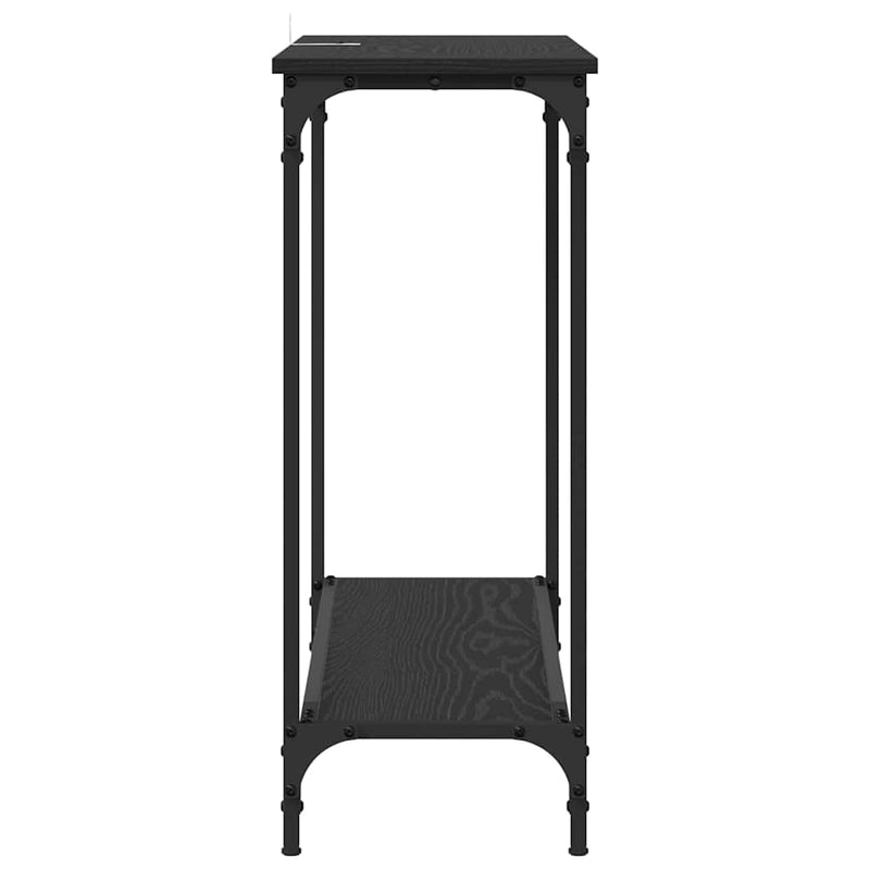 vidaXL Konzolasztal polcokkal Musta tammi 101 x 30.5 x 75 cm Faanyag