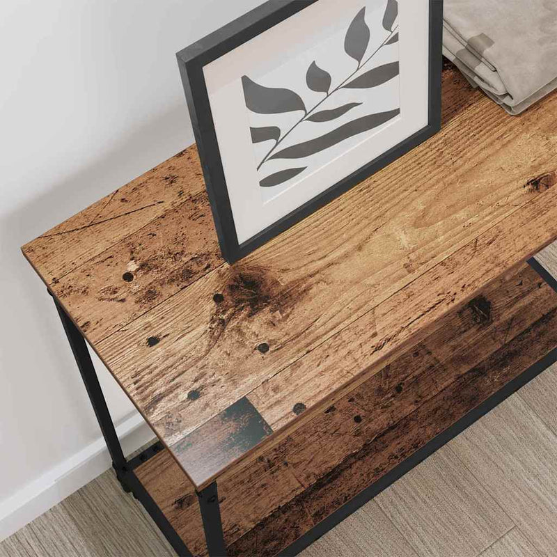 vidaXL Konzolasztal polcokkal Régi fa 75 x 30.5 x 75 cm Faanyag