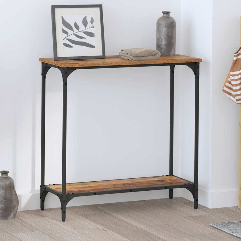vidaXL Konzolasztal polcokkal Régi fa 75 x 30.5 x 75 cm Faanyag