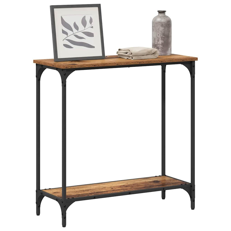 vidaXL Konzolasztal polcokkal Régi fa 75 x 30.5 x 75 cm Faanyag