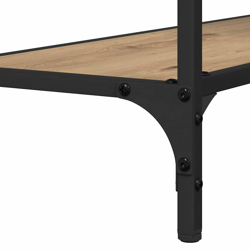 vidaXL Konzolasztal polcokkal kézműves tölgy 75 x 30.5 x 75 cm Faanyag