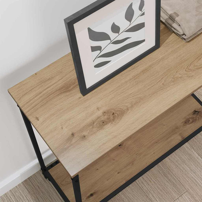 vidaXL Konzolasztal polcokkal kézműves tölgy 75 x 30.5 x 75 cm Faanyag