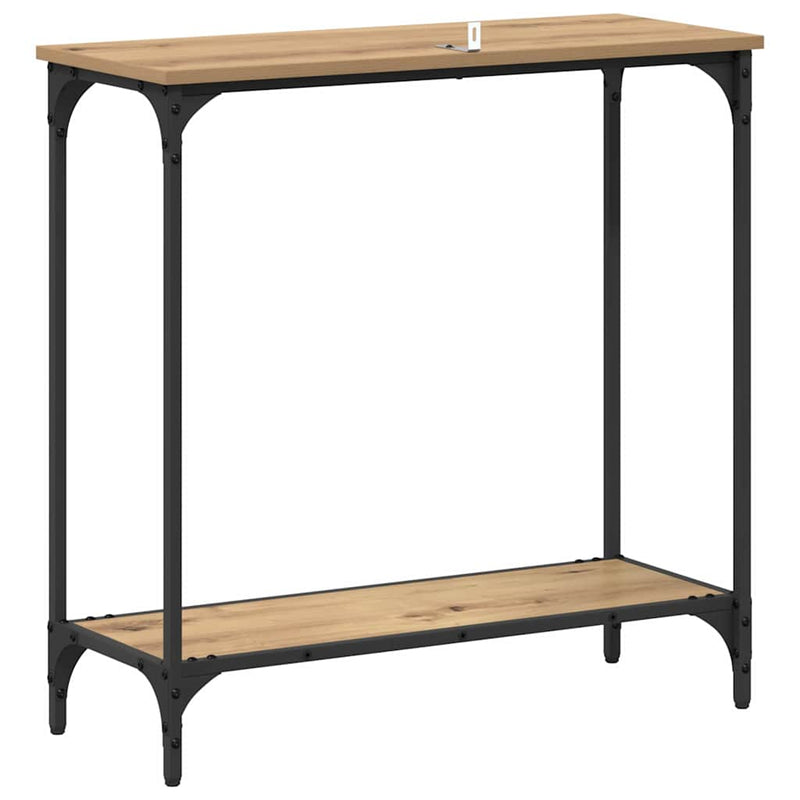 vidaXL Konzolasztal polcokkal kézműves tölgy 75 x 30.5 x 75 cm Faanyag