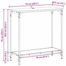 vidaXL Konzolasztal polcokkal kézműves tölgy 75 x 30.5 x 75 cm Faanyag