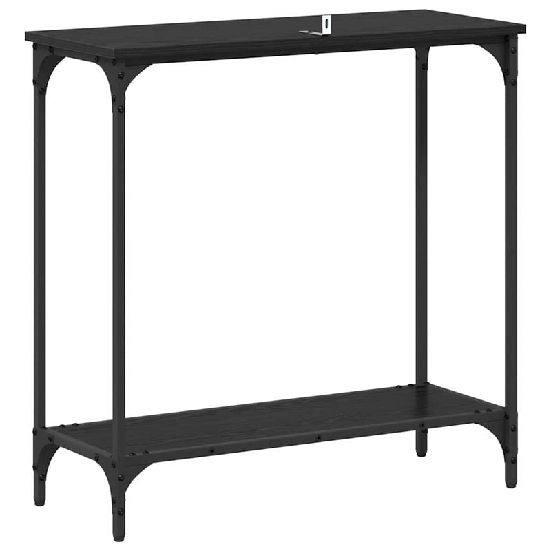 vidaXL Konzolasztal polcokkal Musta tammi 75 x 30.5 x 75 cm Faanyag