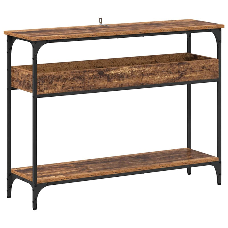 vidaXL Konzolasztal polcokkal Régi fa 100 x 29 x 75 cm Faanyag