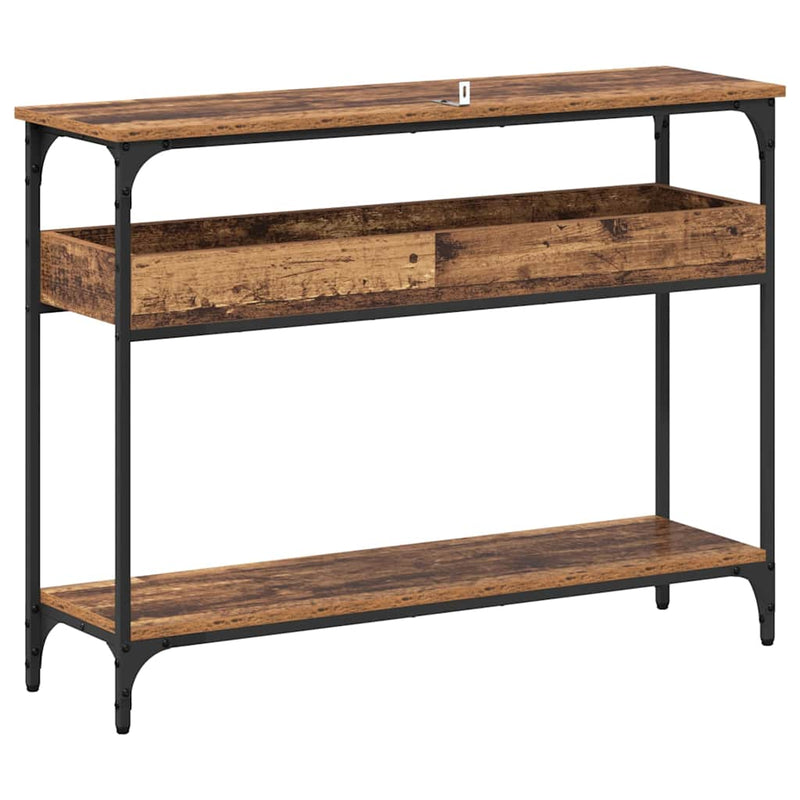 vidaXL Konzolasztal polcokkal Régi fa 100 x 29 x 75 cm Faanyag