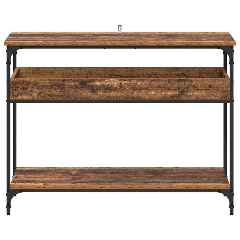 vidaXL Konzolasztal polcokkal Régi fa 100 x 29 x 75 cm Faanyag