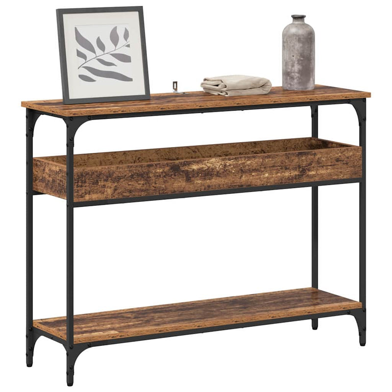 vidaXL Konzolasztal polcokkal Régi fa 100 x 29 x 75 cm Faanyag