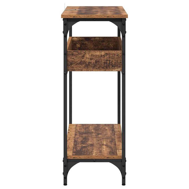 vidaXL Konzolasztal polcokkal Régi fa 100 x 29 x 75 cm Faanyag
