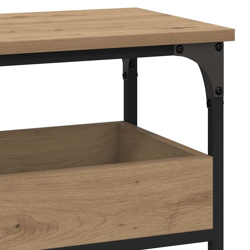 vidaXL Konzolasztal polcokkal kézműves tölgy 100 x 29 x 75 cm Faanyag