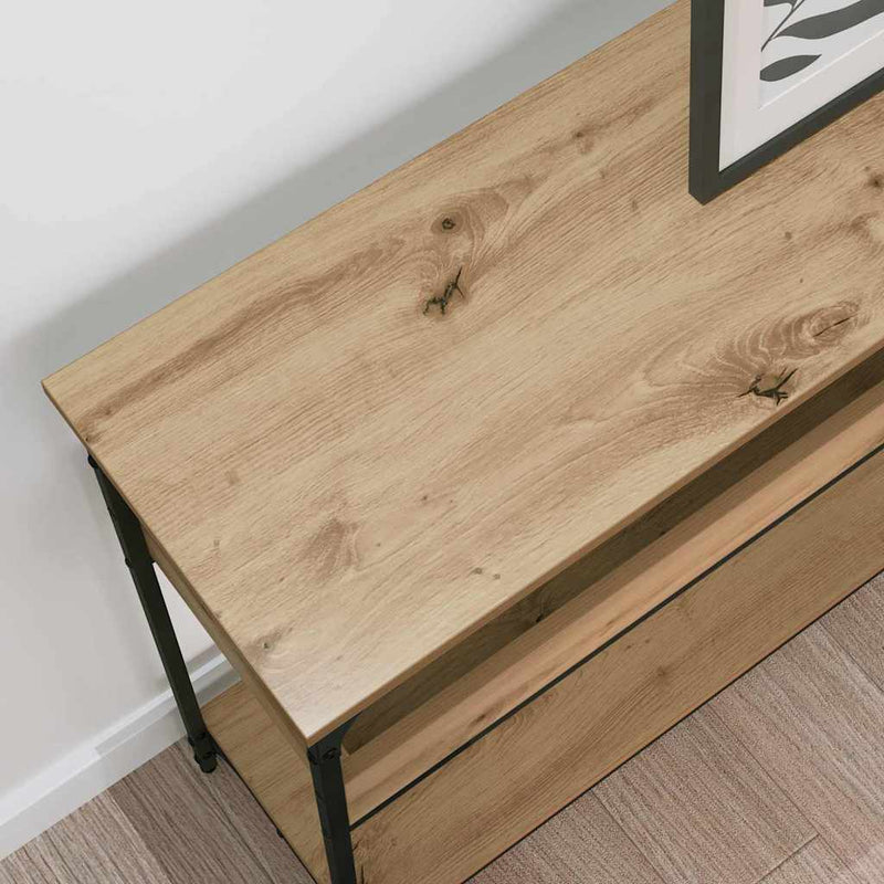 vidaXL Konzolasztal polcokkal kézműves tölgy 100 x 29 x 75 cm Faanyag