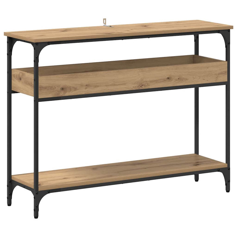 vidaXL Konzolasztal polcokkal kézműves tölgy 100 x 29 x 75 cm Faanyag
