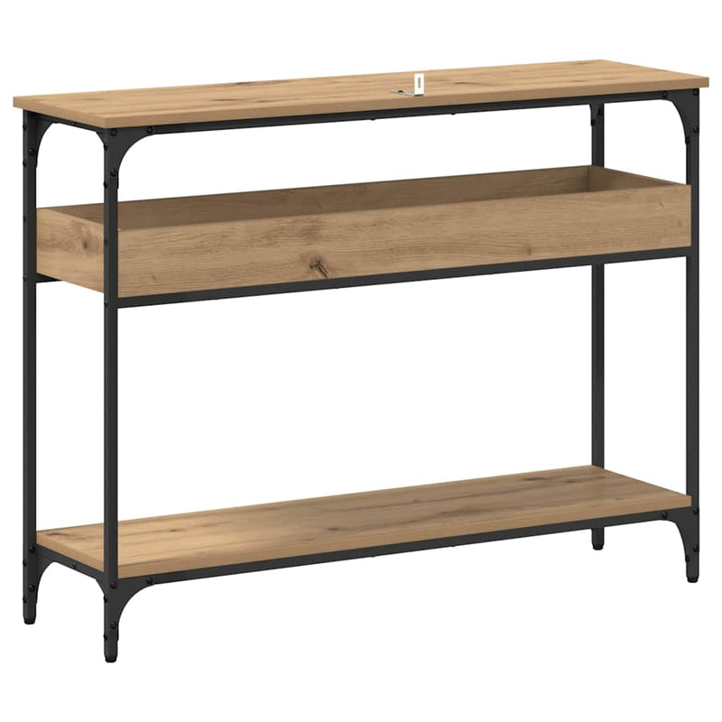 vidaXL Konzolasztal polcokkal kézműves tölgy 100 x 29 x 75 cm Faanyag