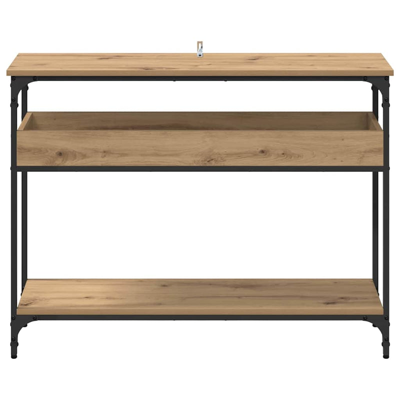 vidaXL Konzolasztal polcokkal kézműves tölgy 100 x 29 x 75 cm Faanyag