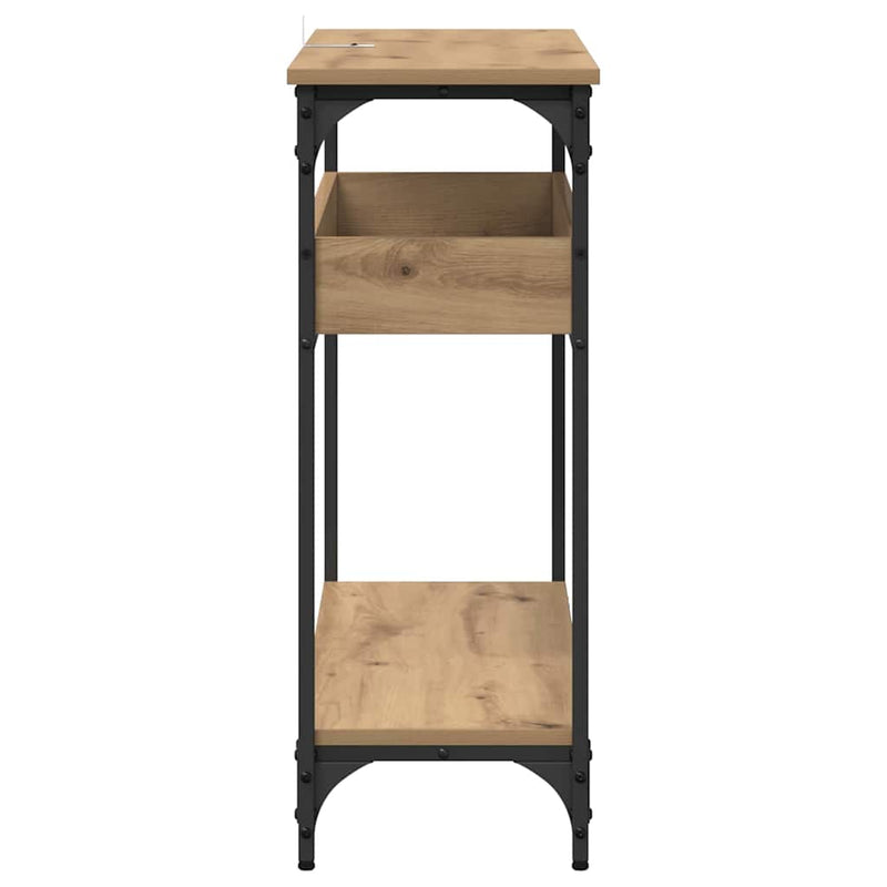 vidaXL Konzolasztal polcokkal kézműves tölgy 100 x 29 x 75 cm Faanyag