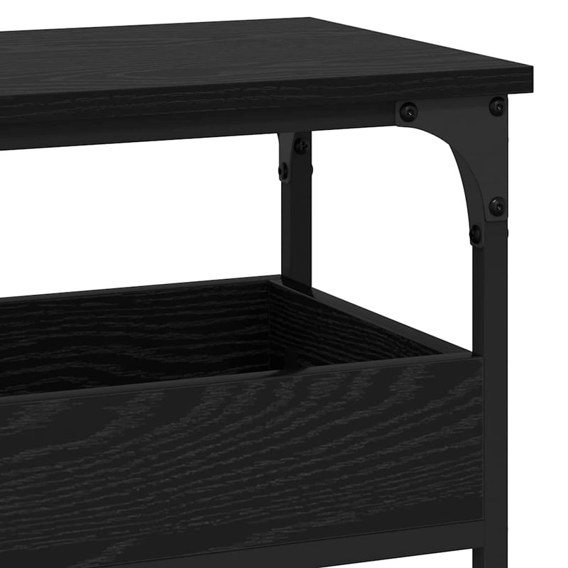 vidaXL Konzolasztal polcokkal Musta tammi 100 x 29 x 75 cm Faanyag