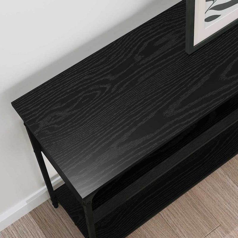 vidaXL Konzolasztal polcokkal Musta tammi 100 x 29 x 75 cm Faanyag