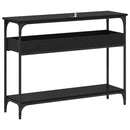 vidaXL Konzolasztal polcokkal Musta tammi 100 x 29 x 75 cm Faanyag