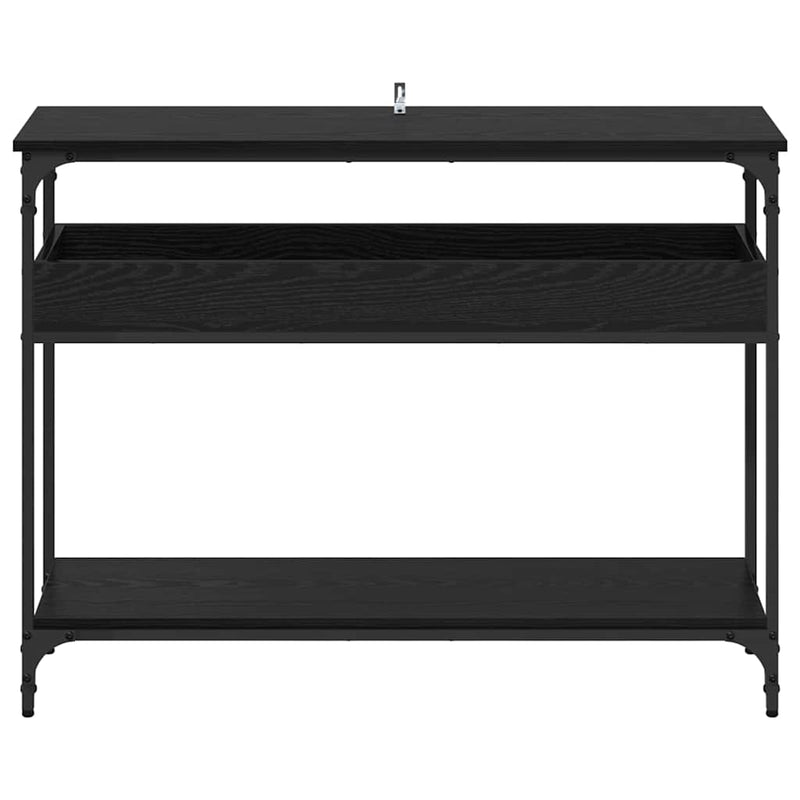 vidaXL Konzolasztal polcokkal Musta tammi 100 x 29 x 75 cm Faanyag