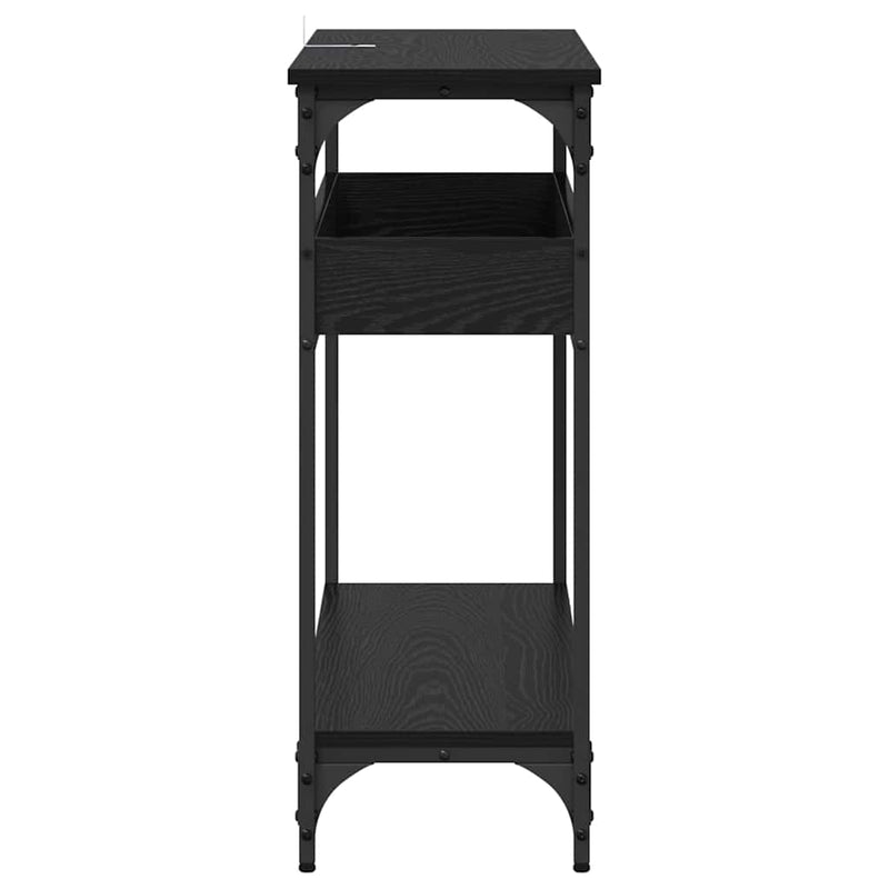 vidaXL Konzolasztal polcokkal Musta tammi 100 x 29 x 75 cm Faanyag