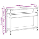 vidaXL Konzolasztal polcokkal Musta tammi 100 x 29 x 75 cm Faanyag
