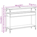 vidaXL Konzolasztal polcokkal Musta tammi 100 x 29 x 75 cm Faanyag