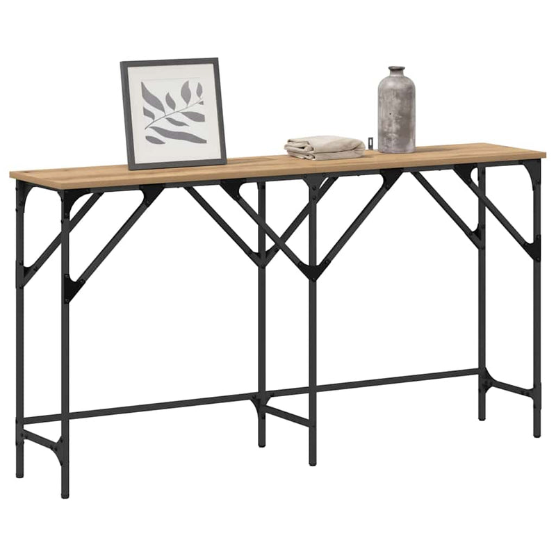 vidaXL Konzolasztal kézműves tölgy 140 x 29 x 75 cm Faanyag