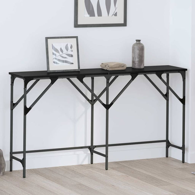 vidaXL Konzolasztal Musta tammi 140 x 29 x 75 cm Faanyag