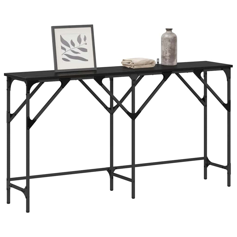 vidaXL Konzolasztal Musta tammi 140 x 29 x 75 cm Faanyag