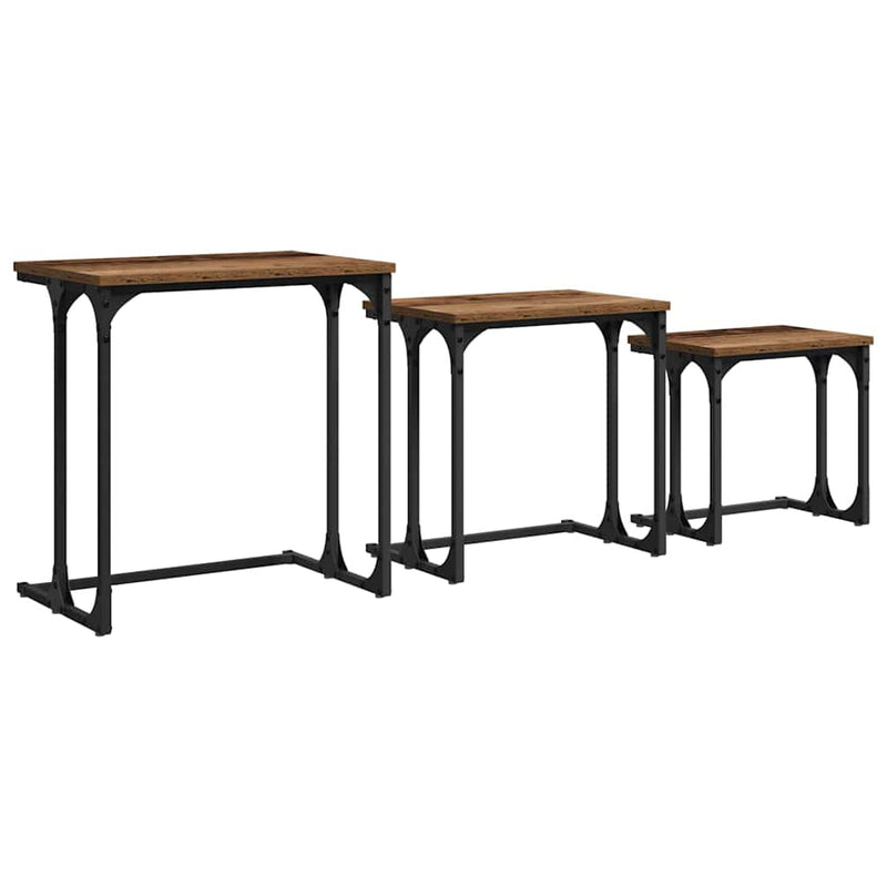 vidaXL Fészkelt Kávézó Asztal 3 pcs Régi fa 50.5 x 35 x 53 cm Faanyag
