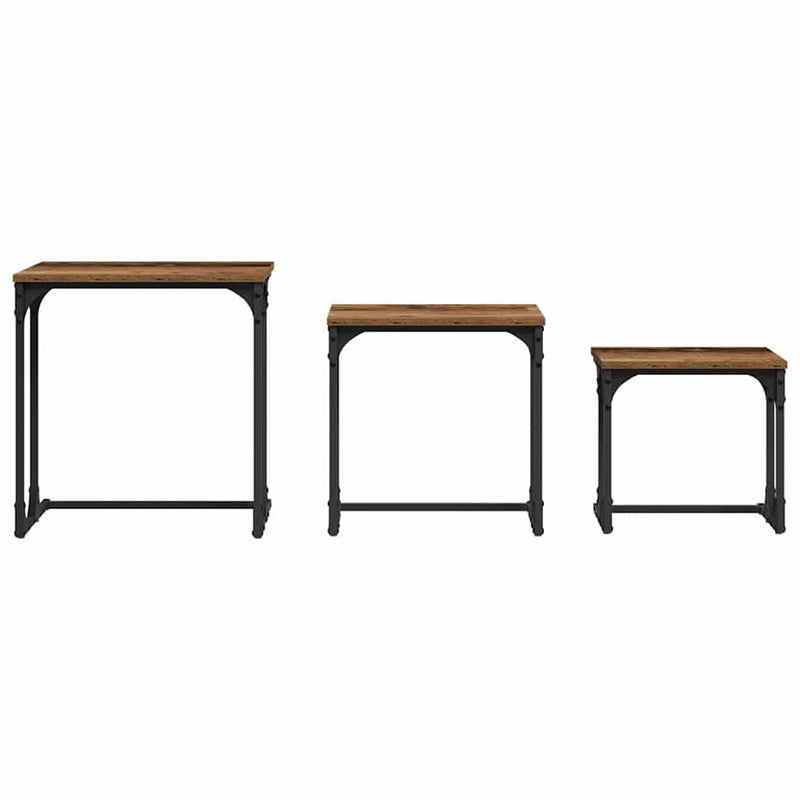 vidaXL Fészkelt Kávézó Asztal 3 pcs Régi fa 50.5 x 35 x 53 cm Faanyag