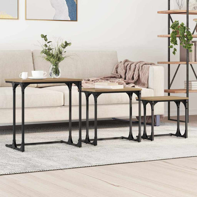 vidaXL Fészkelt Kávézó Asztal 3 pcs kézműves tölgy 50.5 x 35 x 53 cm