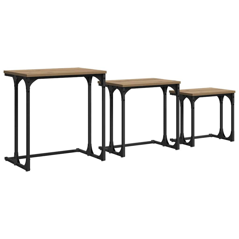 vidaXL Fészkelt Kávézó Asztal 3 pcs kézműves tölgy 50.5 x 35 x 53 cm