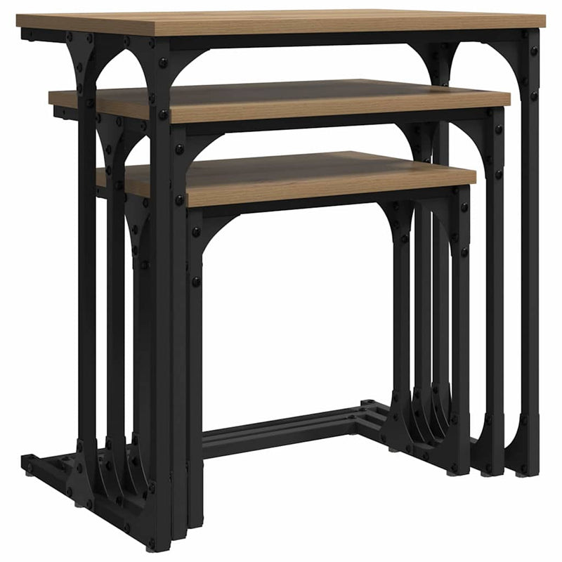 vidaXL Fészkelt Kávézó Asztal 3 pcs kézműves tölgy 50.5 x 35 x 53 cm