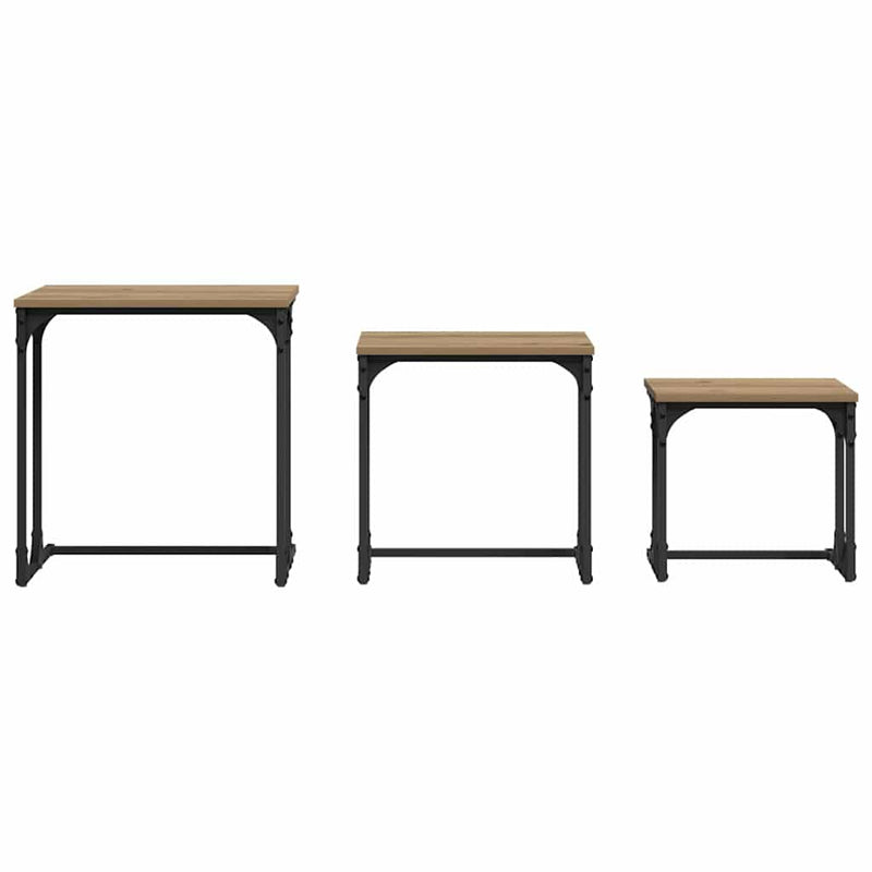 vidaXL Fészkelt Kávézó Asztal 3 pcs kézműves tölgy 50.5 x 35 x 53 cm