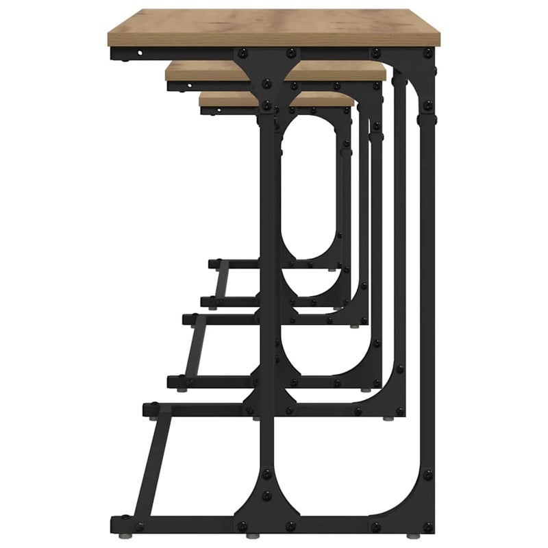 vidaXL Fészkelt Kávézó Asztal 3 pcs kézműves tölgy 50.5 x 35 x 53 cm