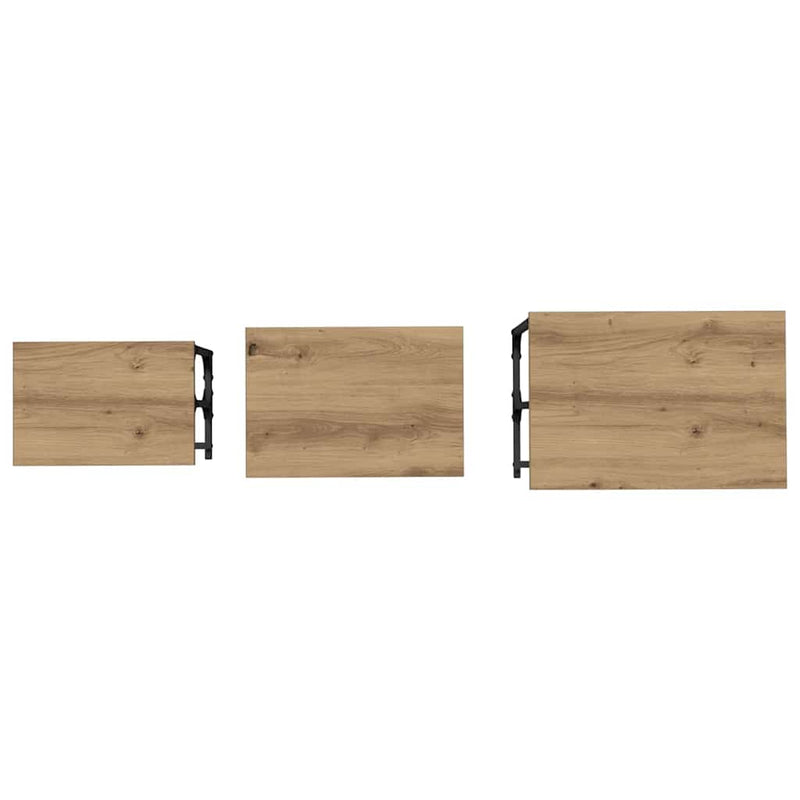 vidaXL Fészkelt Kávézó Asztal 3 pcs kézműves tölgy 50.5 x 35 x 53 cm