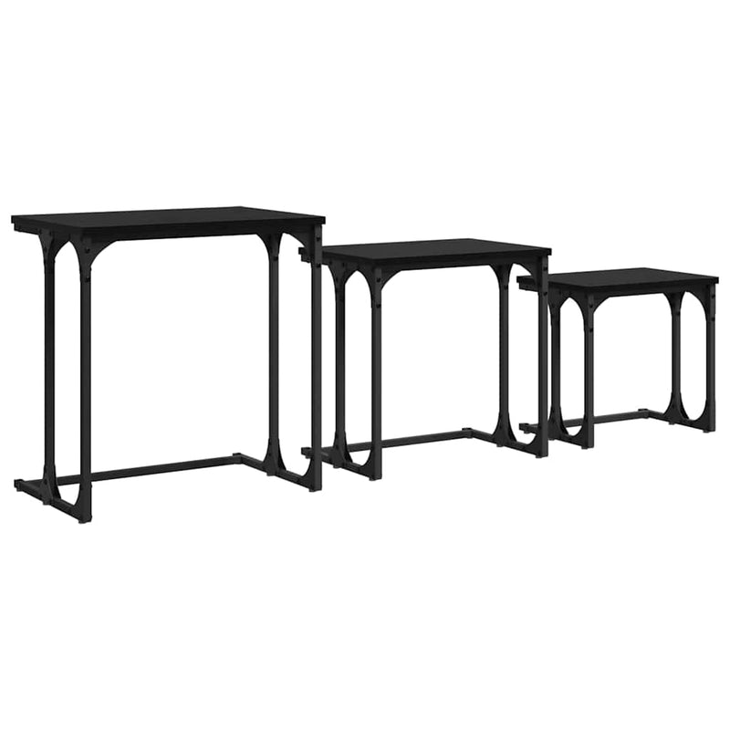 vidaXL Fészkelt Kávézó Asztal 3 pcs Musta tammi 50.5 x 35 x 53 cm