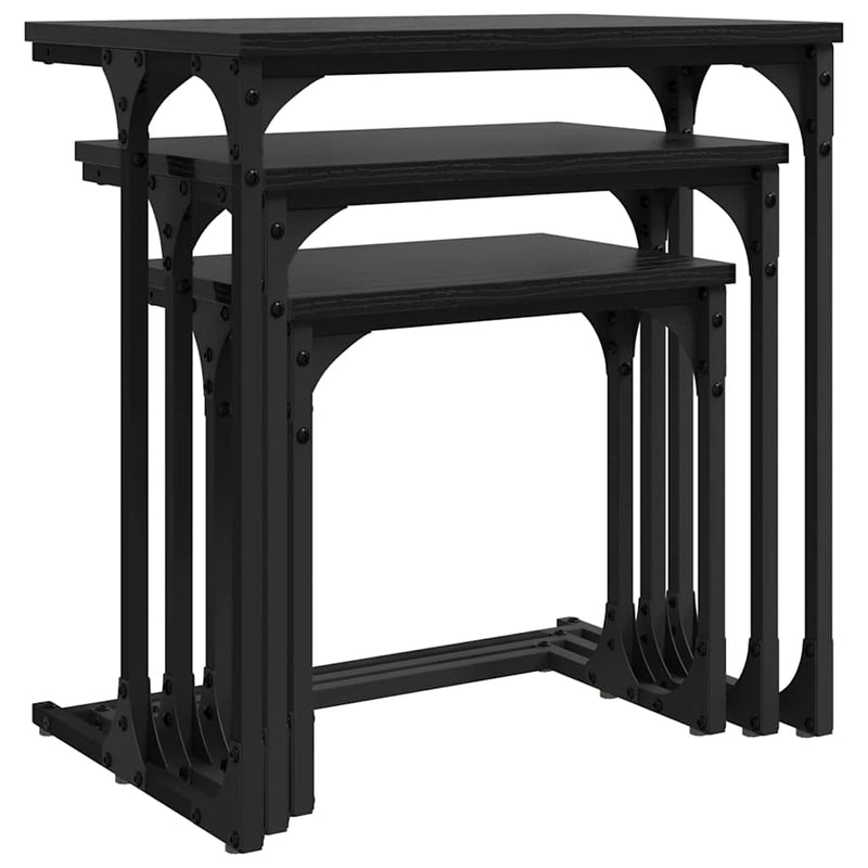 vidaXL Fészkelt Kávézó Asztal 3 pcs Musta tammi 50.5 x 35 x 53 cm
