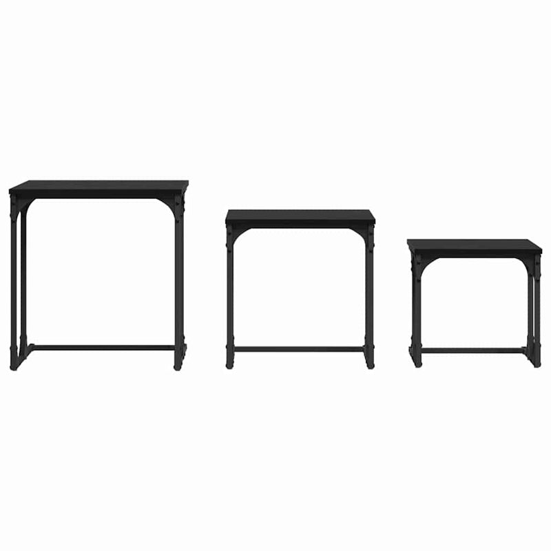 vidaXL Fészkelt Kávézó Asztal 3 pcs Musta tammi 50.5 x 35 x 53 cm