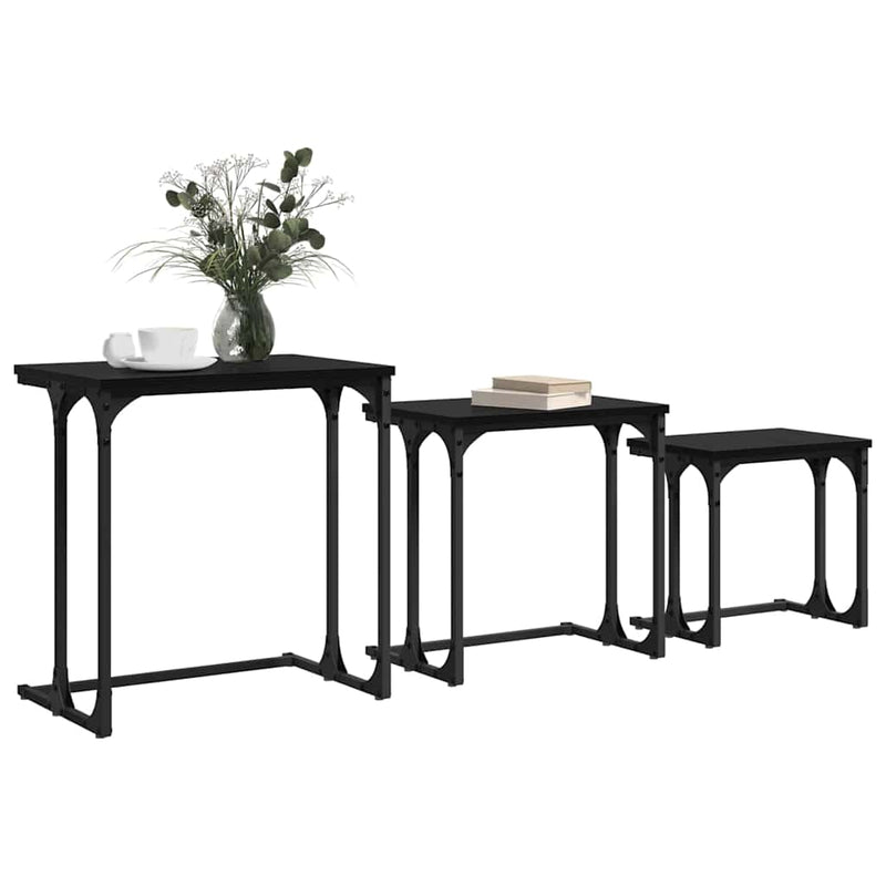 vidaXL Fészkelt Kávézó Asztal 3 pcs Musta tammi 50.5 x 35 x 53 cm