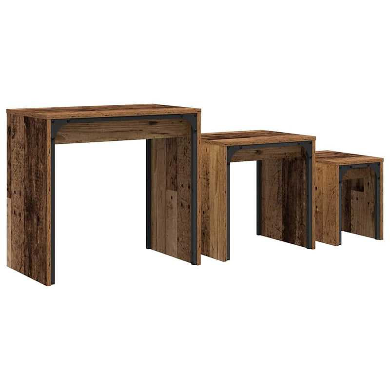 vidaXL Fészkelt Kávézó Asztal 3 pcs Régi fa 60 x 35 x 56 cm Faanyag